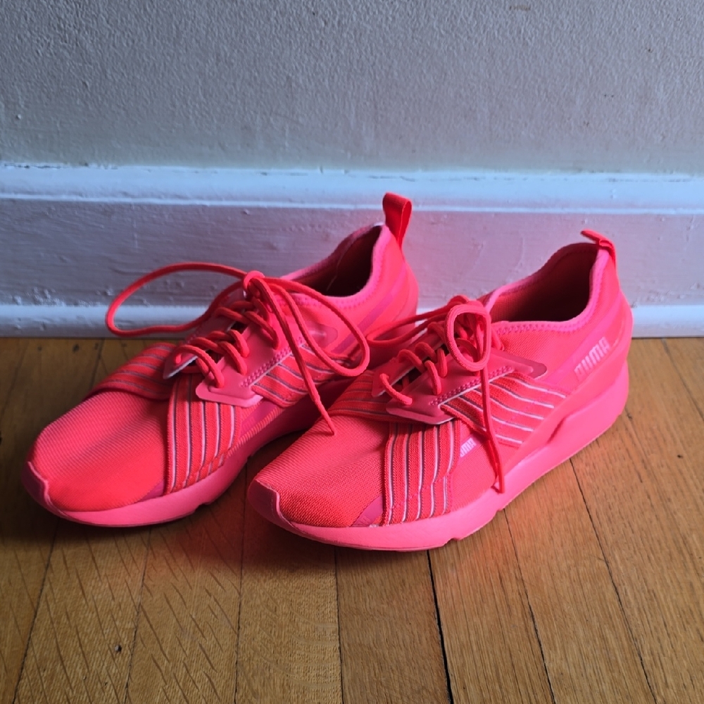 NWOT, Puma, Muse X-2, Metallic Pop, Athletic Sneaker, Neon Red/Pink, Women's 8.5